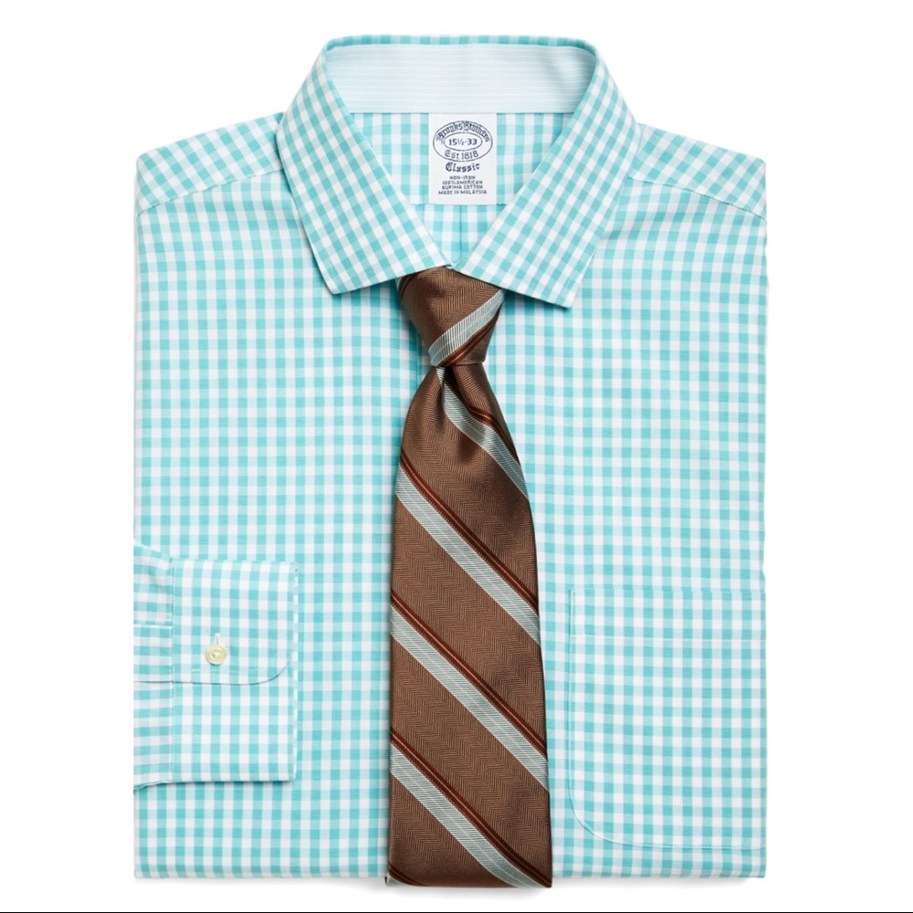 NEW Brooks Brothers Gingham Classic Dress Shirt